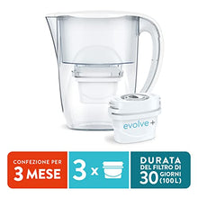 Carica l'immagine nel visualizzatore di Gallery, Aqua Optima Oria Caraffa Filtro Acqua e Cartucce Filtro Acqua 3 x 30 Giorni Evolve+, capacità 2,8 litri, per Riduzione di Microplastiche, Cloro, Calcare e Impurità, Blanco