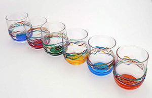 Set di 6 Bicchieri acqua cl. 27 Jazz multicolore in vetro dipinti a mano... - Ilgrandebazar