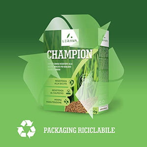 LERAVA CHAMPION - semi prato resistente - sementi prato resistenti alla siccità - seme prato poca acqua - calpestabile - adatti a tutti i luoghi e tipi di terreno - 30m²