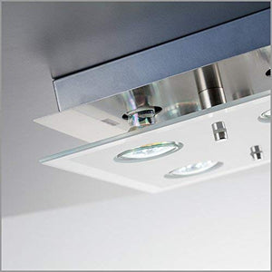 Plafoniera LED da soffitto, include 4 lampadine GU10 Rettangolare, Nickel