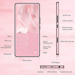 AGPTEK Lettore MP3 16 GB con Bluetooth 4.2, Musicale Audio Rosa