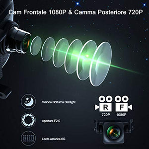 WiMiUS Dash Cam Doppia Telecamera per Auto Screen 10 Pollici Full HD 1080P...