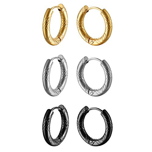 Oidea Orecchini cerchio Uomo Donna Acciaio inossidabile Argento Nero Oro 18mm - Ilgrandebazar