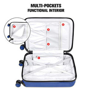 DONPEREGRINO Valigia Bagaglio a Mano 55x35x20 Leggero & 55cm Cabina, Blu