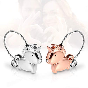QGWZ Portachiavi Amante 1 Paio Carino Key chain e Uomo Donna Amore ad Anello...