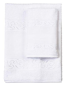 Filet - Set Asciugamani con Ospite | 100% spugna di cotone | Tinta Bianco - Ilgrandebazar