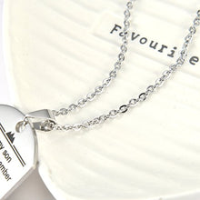 Carica l'immagine nel visualizzatore di Gallery, Ciondolo in acciaio inossidabile con testo inglese “To my Son... Love... - Ilgrandebazar