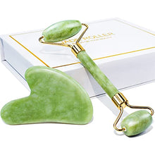 Carica l'immagine nel visualizzatore di Gallery, BAIMEI Gua Sha Tool e Rullo Di Giada, Massaggiatore Viso e Collo, Gua Sha Lenisce, Calma e Rilassa La Pelle, Elimina Il Gonfiore Degli Occhi
