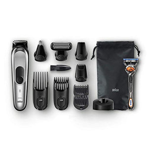 Braun Regolabarba Eletrico Uomo Tutto-in-1 MGK7020 Rifinitore, Nero/Argento