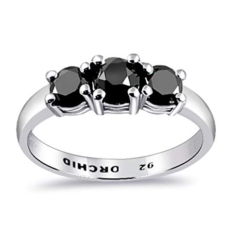 Orchid Jewelry 1.02 Ctw Rotonda Nero Diamante Gioielli Per Le Donne |Anello...