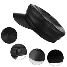 Carica l&#39;immagine nel visualizzatore di Gallery, GEMVIE Donna Cappello con Visiera Berretto da PU Pelle Retro Classico Nero