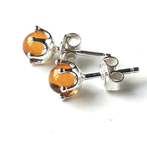 Camaleonte Orecchini a Bottone in Argento Sterling Massiccio 925 con Ambra... - Ilgrandebazar