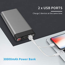 Carica l'immagine nel visualizzatore di Gallery, Caricabatterie Portatile 30000mAh Powerbank con Torcia 30000mAh_Grigio