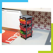 Carica l'immagine nel visualizzatore di Gallery, Ecoplast | Carrello con Ruote Portatutto Modula, Carrello Portaoggetti a Tre Piani, Portata Massima 9 kg, Tortora, 41,5x29x75, Made in Italy