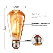 Carica l&#39;immagine nel visualizzatore di Gallery, Lampadine di Filamento a LED, LVWIT ST64 E27 8W 2700K-6 Pezzi (Marrone)