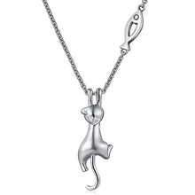 Carica l'immagine nel visualizzatore di Gallery, Jiahanzb Collana con ciondolo a forma di simpatico gatto che vuole mangiare... - Ilgrandebazar