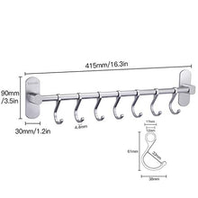 Carica l&#39;immagine nel visualizzatore di Gallery, Wangel Porta Utensili da Cucina con 7 Gancio, Portasciugamani, Colla Argento - Ilgrandebazar