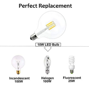 10W G125 E27 Edison LED Filamento Vetro 1-Pacco G125, Bianco Caldo - Ilgrandebazar
