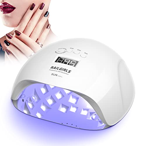 Nailgirls Lampade UV Per Unghie, 150W Portatile Asciuga Smalto Fornetto per Manicure/Pedicure,Sensore Di Avvio Automatico LED UV,4 Modalità Timer,Display LCD