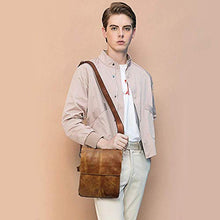 Carica l'immagine nel visualizzatore di Gallery, BAIGIO Borsello Uomo Vera Pelle Vintage Borsa a Tracolla Marrone Marrone-1