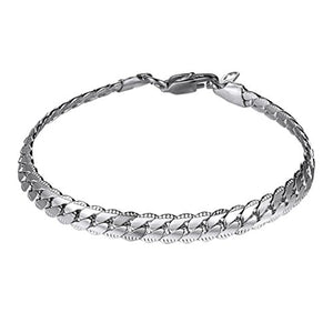 PROSTEEL Uomo Bracciale a Catena Cubana Incisione, Acciaio Argento - Ilgrandebazar