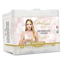 Carica l'immagine nel visualizzatore di Gallery, Cotton Sound GOLD Bastoncini Cotonati 1 confezione x 300 Pezzi, Scatola Apri e Chiudi, Bastoncini Cotonati in Carta Biodegradabile, 100% Puro Cotone Idrofilo, Ideali Pelli Sensibili, Made in Italy