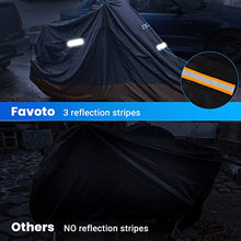 Carica l&#39;immagine nel visualizzatore di Gallery, Favoto Telo Coprimoto 210D Teli per Moto Scooter Impermeabile Resistente ad Acqua/Polvere/Pioggia/Vento/Foglie, Copertura Motociclo, 295x105x125cm (Nero Arancione)