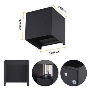 OOWOLF Lampada a Parete Esterno IP65 2 Pezzi LED Impermeabile, Nero-2
