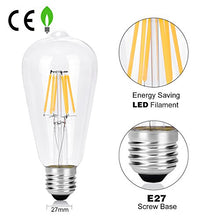 Carica l&#39;immagine nel visualizzatore di Gallery, Wedna 6W LED Filamento E27 Edison Lampadina, Bianco caldo 2700K, 6w 2700k - Ilgrandebazar