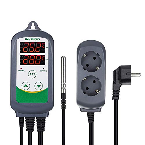 Inkbird ITC-308 LED Digitale Regolatore di Temperatura Termocoppia Termostato con Doppio Relè per Riscaldamento Mat, Serra Riscaldatore, Allevamento