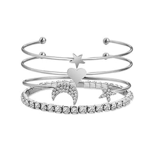 OULII Bracciali Donna Con Strass Stella Luna Cuore In Argento Per - Ilgrandebazar