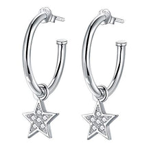 Carica l&#39;immagine nel visualizzatore di Gallery, Lydreewam Orecchini Cerchio Donna Argento Sterling 925 Stella/Luna Stella - Ilgrandebazar