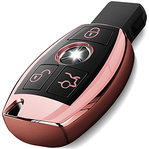 Covall - Cover per chiave auto Mercedes Benz, in morbido TPU, oro rosa