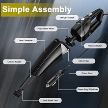 Carica l'immagine nel visualizzatore di Gallery, TEMOLA Aspirapolvere Auto, 12V Aspiratore Auto Ad Alta Potenza Per Auto Con Cavo Di Alimentazione Da 16 Piedi, Accessori Per Auto Aspirapolvere Per Auto Con Filtro Hepa Applicabile All'Auto Interna