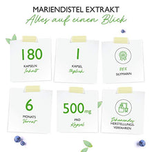 Carica l'immagine nel visualizzatore di Gallery, Mariendistel Extrakt 180 Kapseln mit je 500 mg - 80% Silymarin Anteil - 6 Monatsvorrat - Laborgeprüft (Wirkstoffgehalt &amp; Reinheit) - Hochdosiert - Vegan - Premium Qualität