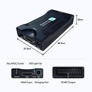 PORTHOLIC Convertitore da HDMI a SCART Adattatore Composito a