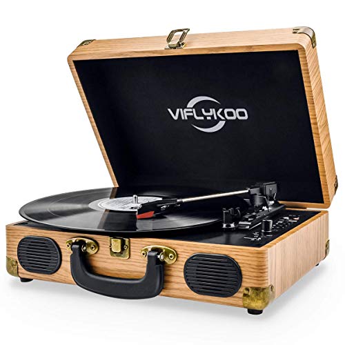 VIFLYKOO Giradischi, Giradischi vintage con 3 velocità 33/45/78 RPM Vinyl...