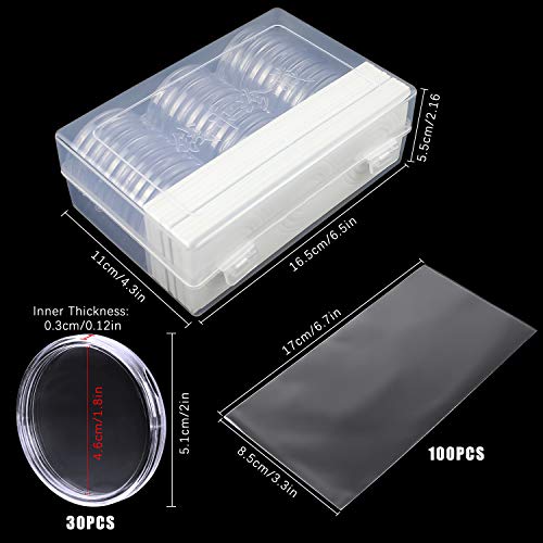 Custodie Monete 30mm 200 Capsule Per Monete Da 30mm Con Guarnizioni - Scatole Incluse Per Collezionismo E Conservazione Protezione Monete Trasparente - Foto 5