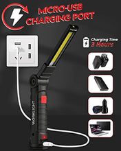 Carica l'immagine nel visualizzatore di Gallery, Coquimbo Festa del Papa Idee Regalo Torcia LED USB Ricaricabile COB Lampada da Lavoro Lampade di Ispezione Pieghevole con Base Magnetica e Gancio per Auto/Campeggio/Home e di Emergenza Uso (2 Pezzi)