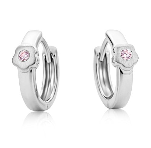 Miore Orecchino per Bambina Cerchio Argento 925 con Fiore - Ilgrandebazar