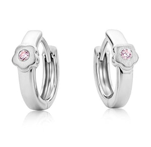 Miore Orecchino per Bambina Cerchio Argento 925 con Fiore - Ilgrandebazar
