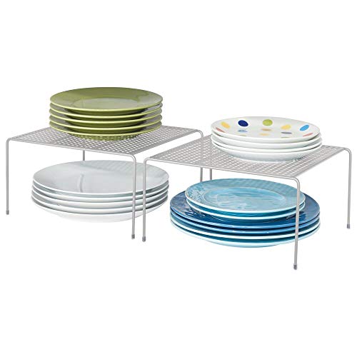 mDesign Set da 2 mensole Porta Piatti impilabili per la Cucina Grigio Chiaro