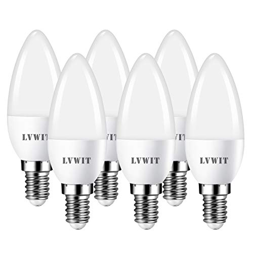 Lampadine a LED E14 Candela, 5W Equivalenti a 40W, C37 6500K-6Pezzi