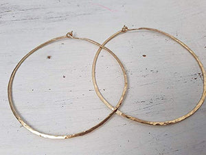 Orecchini a cerchio martellati 14k oro riempito a grandi...