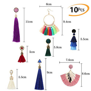 Phogary Orecchini a Nappa Lunga (10 Paia) Pendenti Bohemien,... - Ilgrandebazar
