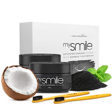 Carica l'immagine nel visualizzatore di Gallery, mysmile Carbone Attivo in Polvere e Spazzolini Bambù per Sbiancamento...