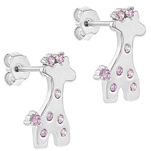 Carica l&#39;immagine nel visualizzatore di Gallery, 925 sterling Silver giraffa orecchini a perno per bambini ragazze rosa CZ - Ilgrandebazar