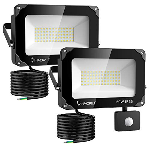 Onforu 2 Pezzi 60W faretto con sensore, 6000LM di movimento, IP66... - Ilgrandebazar