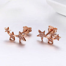 Carica l&#39;immagine nel visualizzatore di Gallery, Orecchini in argento sterling 925, Oro rosa Stile delle stelle Rose