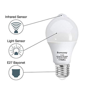 Bomcosy Lampadina LED E27 Sensore di Movimento a Bianco Caldo 3000k - Ilgrandebazar